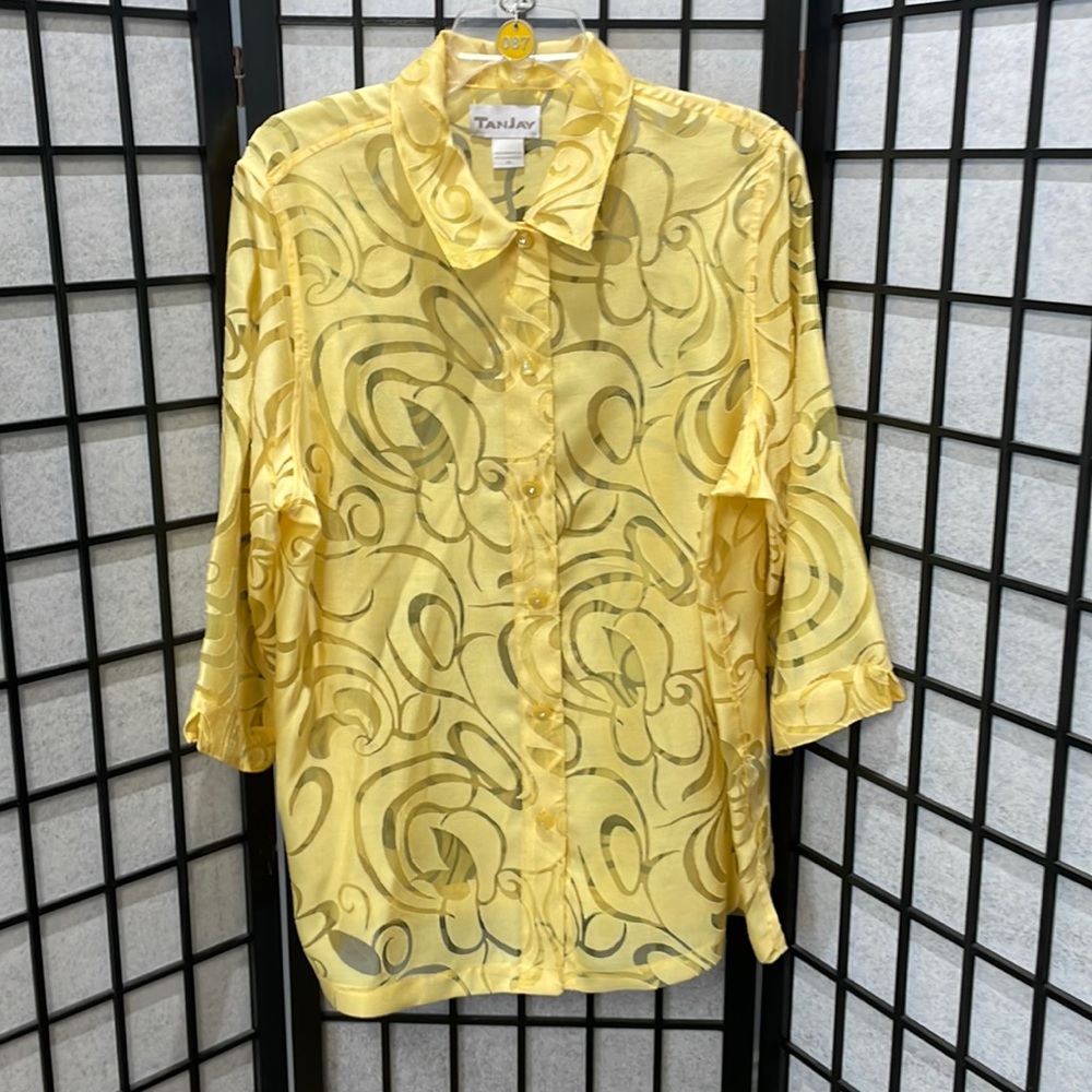 Tanjay 3/4 Sleeve Yellow Top Size 18